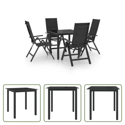 Immagine prodotto di The Living Store Set da pranzo da giardino 5 pezzi alluminio antracite