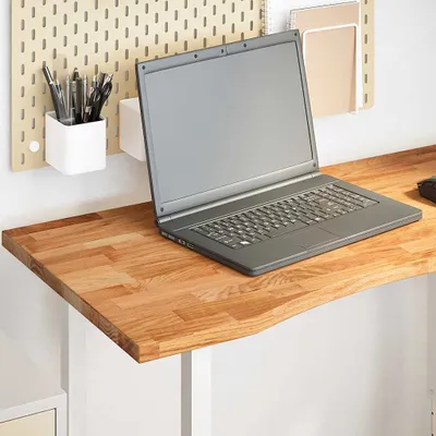 Image de Bureau Exclusive - Plateau de bureau en bois massif chêne, couleur marron clair, dimensions 100x50x2,5 cm