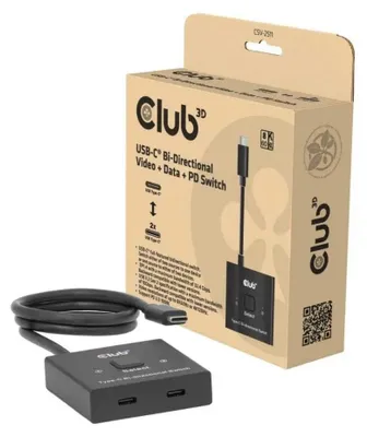 Image de CLUB 3D Club 3D „Club3D“ jungiklis, USB-C į 2xUSB-C dvipusis 2in1, 8K60Hz, 4K120Hz, PD 100W