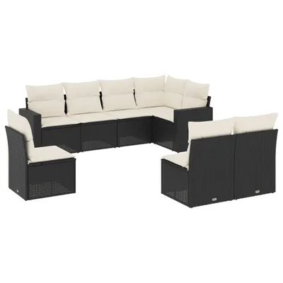 Immagine prodotto di vidaXL Set di divani da giardino a 8 pezzi con cuscini in rattan nero