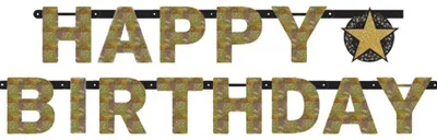 Produktbild von Amscan "Sparkling Celebration" Girlande Happy Birthday 213 x 16,2 cm Schwarz Gold - 9901179 | Partyd