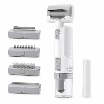Produktbild von WINKHOMI 5-in-1 Akku-Tierhaarstaubsauger kabellos, 5 Aufsätze, 3 Saugstufen, USB-aufladbar, für Hunde, Katzen, Sofa, Kleidung und Auto - Weiß
