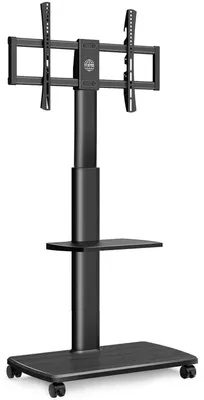 Produktbild von TV Ständer rollbar mit 2 Ablagen für 32-70 Zoll, Schwarz, höhenverstellbar, schwenkbar