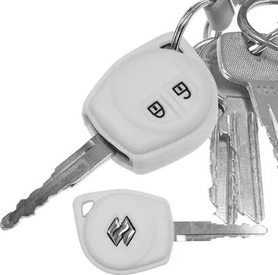 Produktbild von Auto Schlüssel Silikon Schutz Hülle Weiß kompatibel mit Suzuki Swift SX4 Vitara JIMNY 2 Tasten Funk Fernbedienung