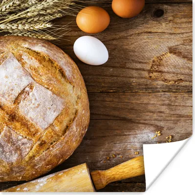 Produktbild von MuchoWow® Poster Brot - Eier - Küche 100x100 cm - Babyzimmer