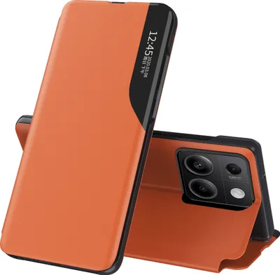 Produktbild von Dünn Flip Stand Cover Kunstleder Schutzhülle für Xiaomi Redmi Note 13 Pro 5G/Poco X6 Orange
