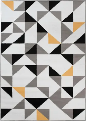 Image de Tapis MAYA Moderne Noir Blanc Jaune Chambre à coucher  200 x 250 cm
