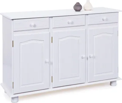 Image de Gragnano - Buffet, 130x43x87h cm Blanc, 3 Tiroirs