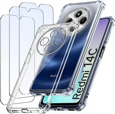 Obrázek produktu pro SADA Pouzdro pro Xiaomi Redmi 14C ANTI-SHOCK CLEAR ZESÍLENÉ + 3 KS SKLO