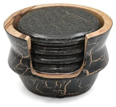 Produktbild von Only Natural – Holzuntersetzer, 4er-Set – Schwarz – 12 × 12 cm