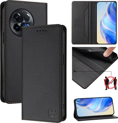 Produktbild von Lederhülle für OnePlus 11R Hülle Flip Brieftasche Kartenfächern Ständer Schutzhülle Schwarz