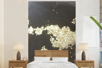 Produktbild von MuchoWow® Fototapete für Wohnzimmer oder Schlafzimmer Wandtapete Vinyl Motivtapete Marmor - Schwarz - Gold - Luxus - 225x350 cm - Schlafzimmer tapete