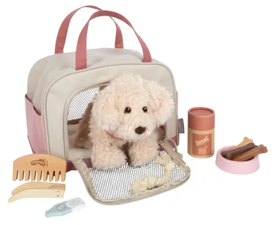 Produktbild von Hund mit Tasche und Pflege-Set rosa