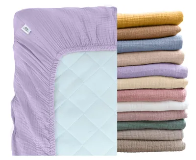 Productafbeelding van Mousseline kinderlaken 120x200 cm Lila - hoeslaken, 100% katoen