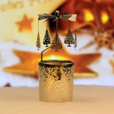 Immagine prodotto di Candeliere rotante, albero di Natale, 15,5 cm, argentato, per decorazioni festive