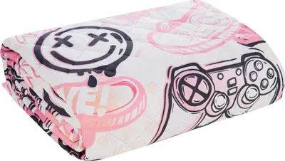 Produktbild von Eurofirany Tagesdecke 170x210 cm Gaming weiß grau rosa Dekoration