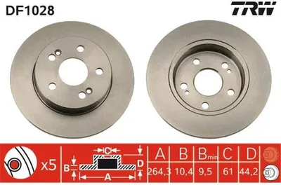 Produktbild von TRW Bremsscheiben (2 Stück) Hinterachse DF1028
