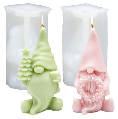 Productafbeelding van Siliconen mallen, kerstelfjes, 2 stuks. Gietvormen voor kaarsen, zeep, epoxyhars, kerstdecoratie