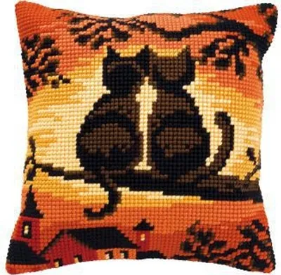 Produktbild von Vervaco KK752 Kreuzstichkissen Motiv Katzen