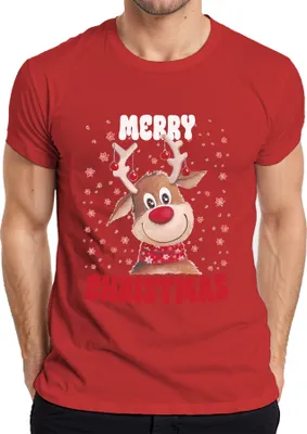 Produktbild von Merry Christmas Reh Rentier Süß - Weihnachten Xmas Christmas Herren T-Shirt, Rot, XXL