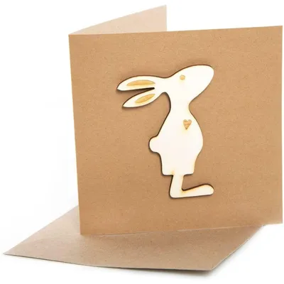 Produktbild von 3 Osterkarten mit Osterhase aus Holz - Klappkarte leer zum Beschriften