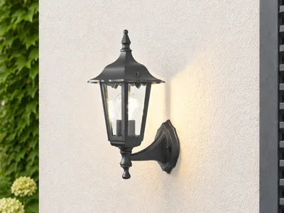 Produktbild von LED Außenwandleuchte, Laterne stehend Schwarz, Höhe 36cm zur Fassadenbeleuchtung