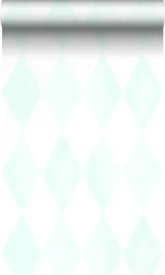 Produktbild von Origin Wallcoverings Tapete Karomuster Weiß und Pastell Mintgrün - 337218 - 53 cm x 10,05 m