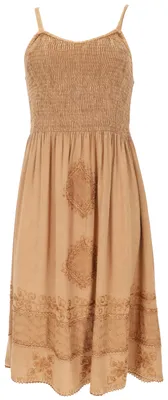 Produktbild von Besticktes Boho Sommerkleid, Indisches Hippie Midikleid - Sand, Damen, Braun, Viskose, Kleider