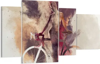 Produktbild von Bild auf Leinwand - Leinwandbild - Körper Mädchen Fahrrad Illustration - 120x70cm - Wand Bild - Wanddeko - Leinwanddruck - Bilder - Kunstdruck - Leinwand bilder - Wandkunst - DL120x70-3136