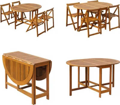 Produktbild von vidaXL 5 tlg. Garten Essgruppe Klappbar Akazie Massivholz - Gartenmöbel-Set - Gartenmöbel-Sets - Gartentisch Und Stühle - Gartentische Und Stühle