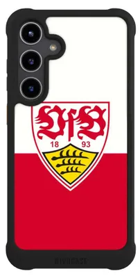 Produktbild von NIVOCASE Hülle für Samsung Galaxy S24+ Stoßfeste Handyhülle NIVOmax Case Schwarz Logo Offizielles Lizenzprodukt VfB Stuttgart