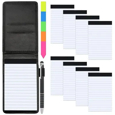Zdjęcie produktu dla Zestaw mini notesów A7, 11 sztuk, w tym 8 wkładek zapasowych, wykonanych z skóry PU, kolor czarny, z wkładem do długopisu