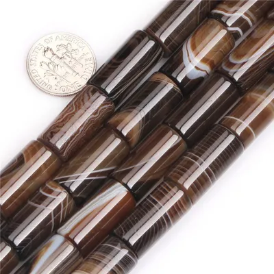 Edelstein-Lose Perlen 10x20mm Brauner Botswana-Achat 15''