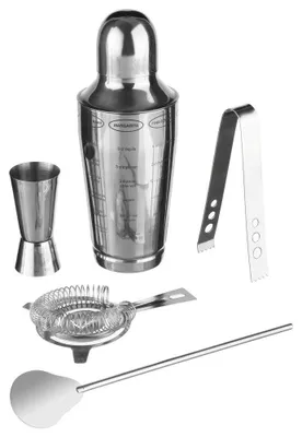 Obrázok produktu pre Barmanská súprava na nápoje 600 ml kovový šejker, 5 ks