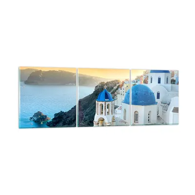 Produktbild von Bilder auf glas - Santorini Griechenland Urlaub Insel - 150x50cm - Glasbilder - Wandbilder - Kunstdruck - Wanddekoration aus Glas - Glas Bilder - Wandbild auf Glas - GCA150x50-2529