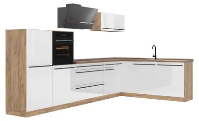 Imagen del producto de Cocina esquinera Vicco R-Line Blanco alto brillo/Roble dorado 347 x cm sin encimera, Model 66852