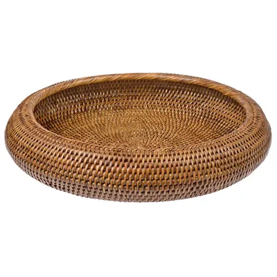 Image de Rotin Grand Bol Rond Ø 42 cm - Bol décoratif fait main / Bol de rangement en rotin tressé