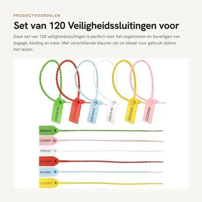 Produktbild von Set mit 120 Sicherheitsverschlüssen für Reisen