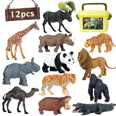 Image de Ensemble de 12 figurines d'animaux de safari pour l'éducation et le jeu