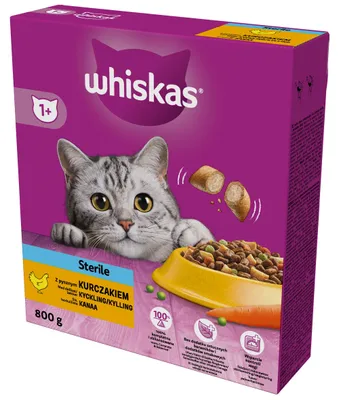 Produktbild von Whiskas Sterile z kurczakiem - karma dla kota - 800g