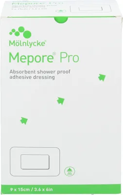 Produktbild von Mepore Pro Steril 9 x 15 cm wasserfester, selbstklebender Absorptionsverband als Keimbarriere für Viren und Bakterien, 40 St. Pflaster