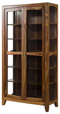 Produktbild von MASSIVMOEBEL24.DE Vitrine Sheesham 100x45x195 braun lackiert ANCONA #116