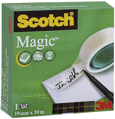Imagen del producto de Scotch® M8101910 Cinta adhesiva Magic™ 810, de acetato de celulosa, transparente, apta para ser escrita, 10 m x 19 mm