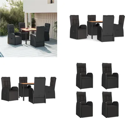 Image de vidaXL 5 pcs. Salon de jardin avec coussins noir Poly rotin - Salon de jardin - Salon de jardin - Salon Terrasse