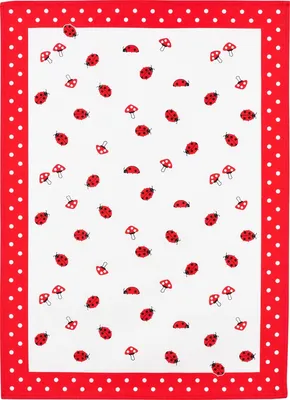 Produktbild von Geschirrtuch Marienkäfer + Pilze, Geschirrtücher, Mitbringsel Geschenkidee Tuch, Glücksbringer