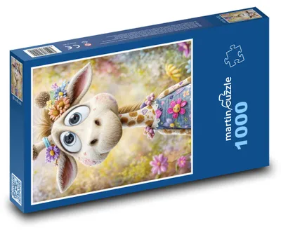 Obrázek produktu pro Puzzle 1000 Romantická Žirafa v Květinách - martinpuzzle