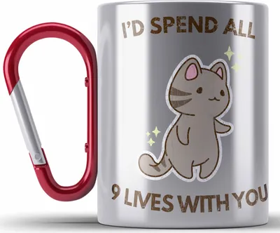 Produktbild von Trendation - Valentinstag Edelstahl Tasse Karabiner Geschenk für Ihn Sie Lustig Katzenliebhaber Geschenkidee Becher Freund Freundin Liebe Paare (Rot)
