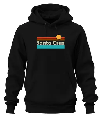 Obrázek produktu pro Santa Cruz, Kalifornie, surfování, pláž, mikina s kapucí, černá, velikost S