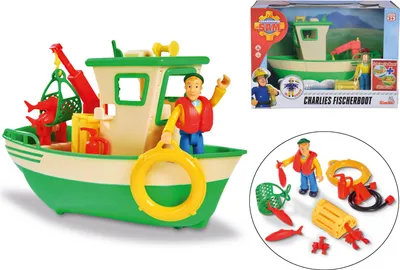 Produktbild von Simba Toys Rybářská loď Sama Charlieho s figurkou - mechanický naviják a pohyblivý jeřáb