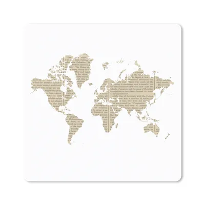 Produktbild von MuchoWow® Mauspad Mousepad Weltkarte - Zeitung - Weiß 30x30 cm - Mousepads - Maus Mat - Pad - Mausunterlage - Gaming